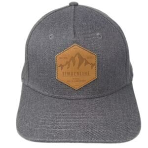 Traeger 5 Panel Gray Orange Hat Timberline Mountain Leather Patch OS Adjustable